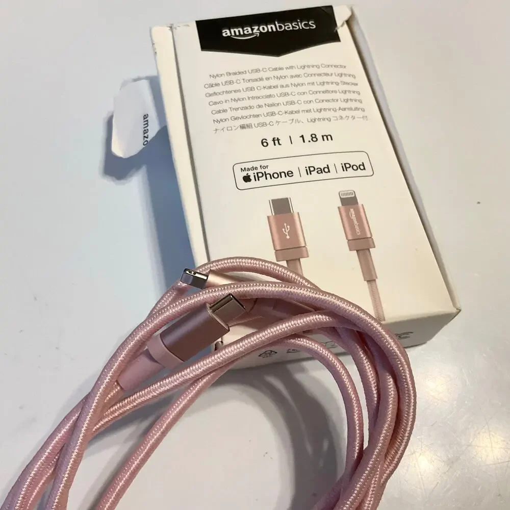 Lightning to USB C Charge/Sync Cable (6ft/1.8m) Made for iPhone iPad iPod, Pink